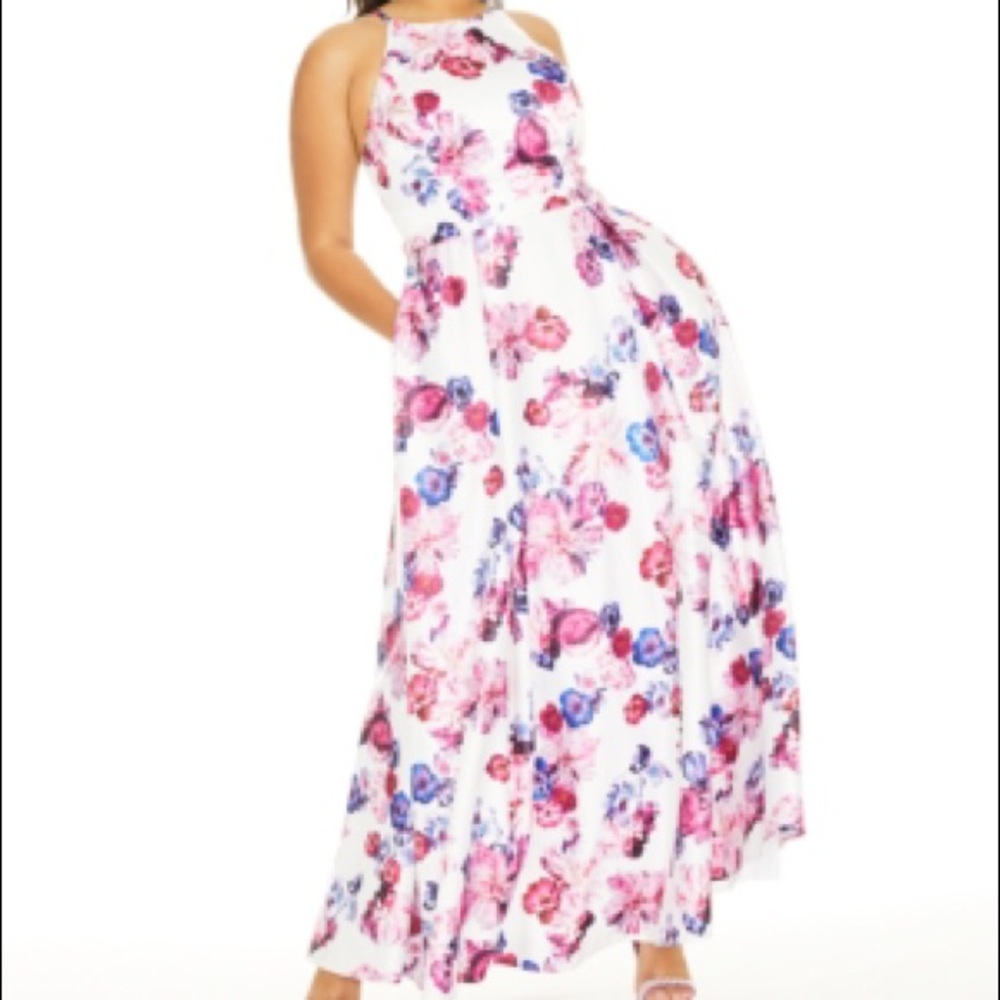 City Studios Belted Metallic Dot & Floral-Print